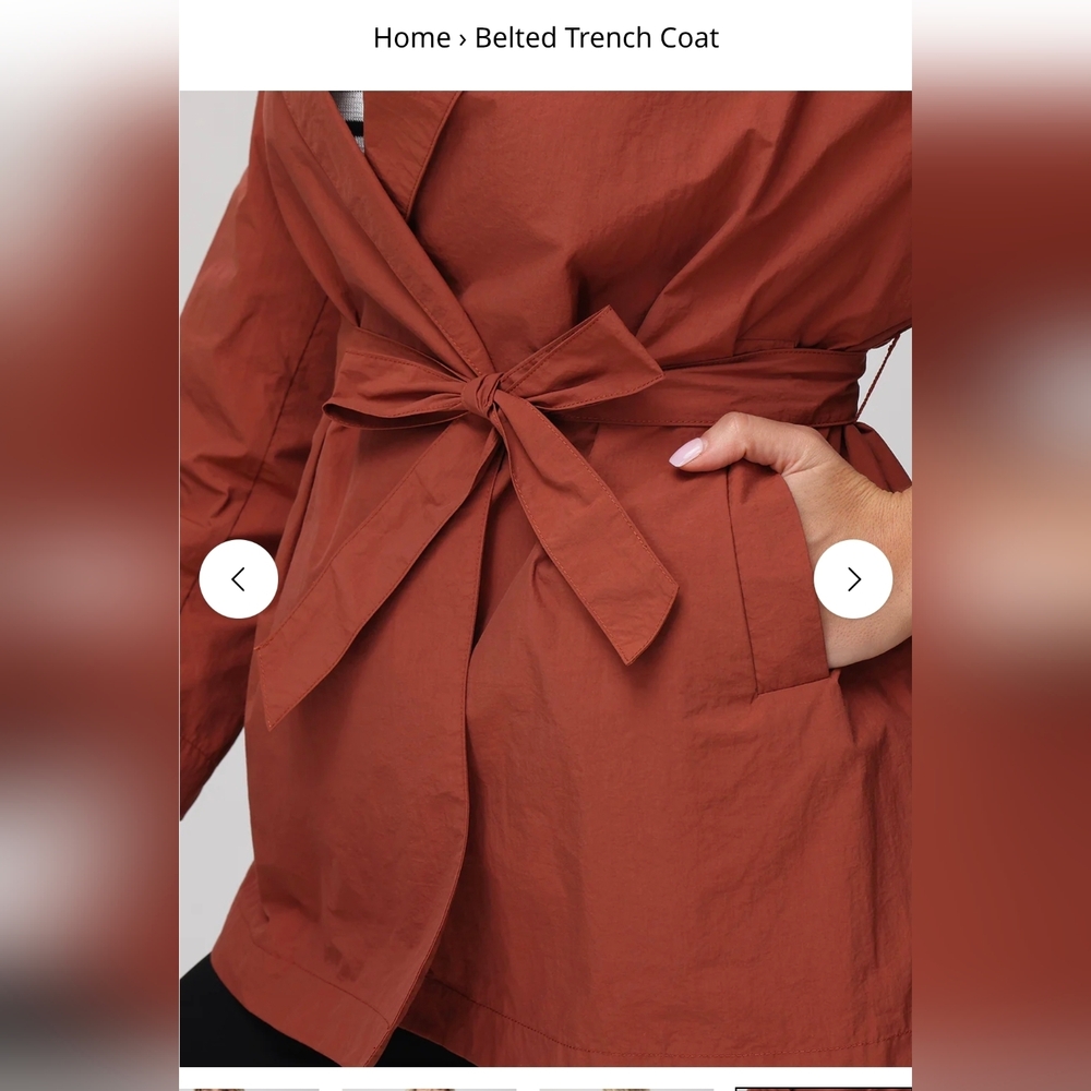 NWT Women's Belted Trench Coat in Picante rust color - Picture 3 of 4